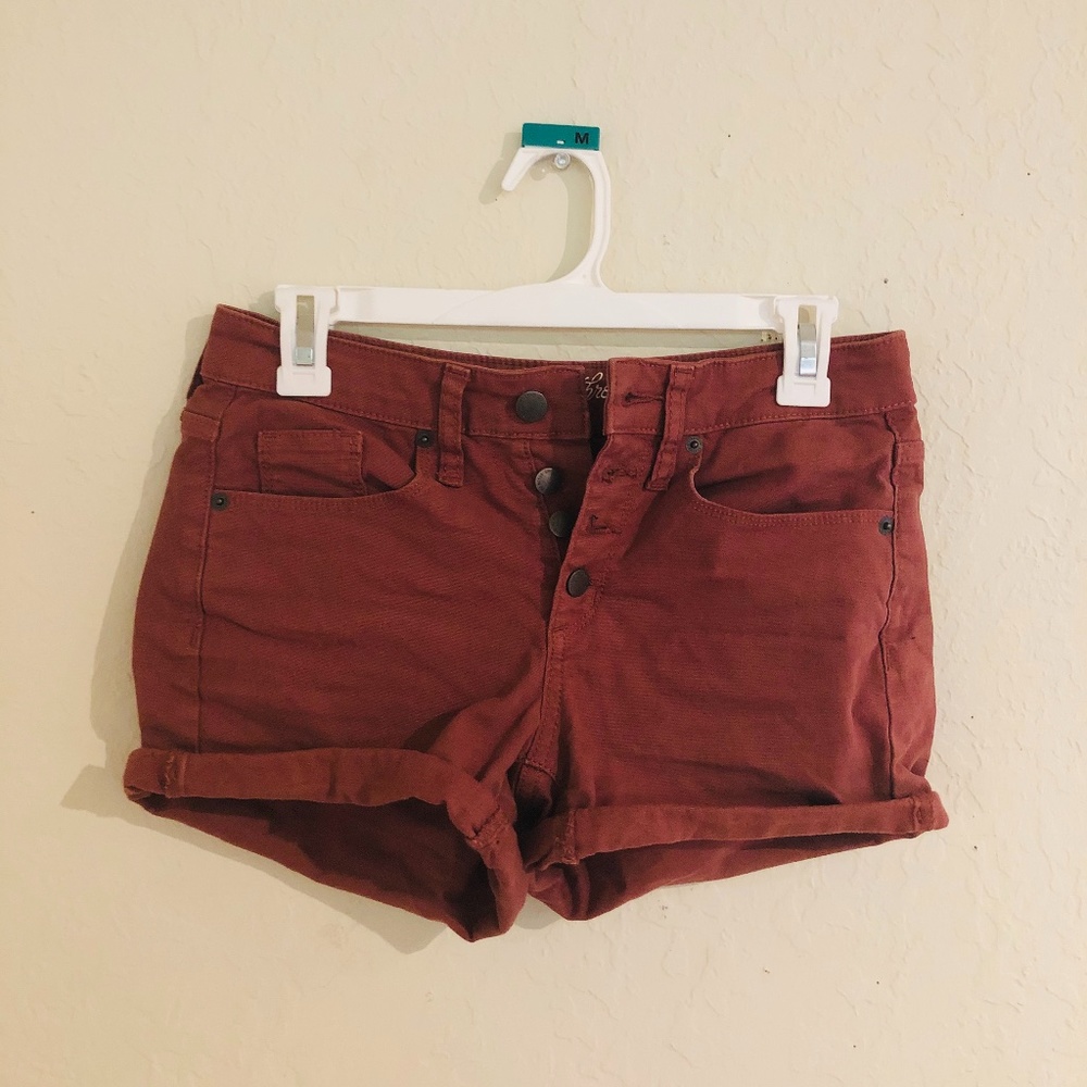 rolled bottom button up fly jean shorts